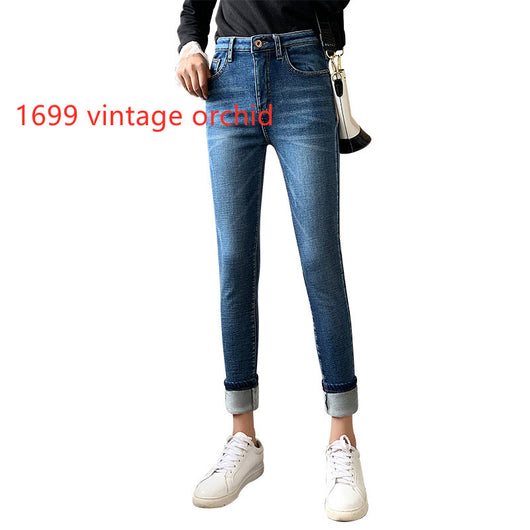 Pantalones Skinny Retro Azul con Pies de Polar - Image 12