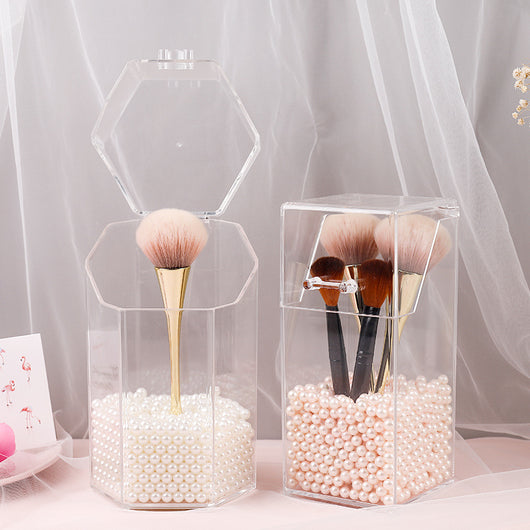 Caja Cosmética Cuadrada de Perlas