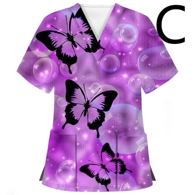 Camiseta Casual para Enfermeras con Diseño Mariposa 3D - Image 3