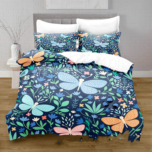 Juego de Ropa de Cama Funda Nórdica Estampado Mariposas Impresión 3D Digital Tela Cepillada - Image 3