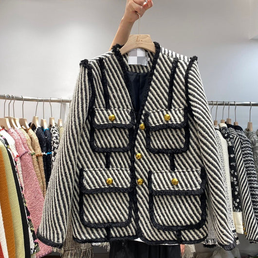 Abrigo Tweed con Plumón para Otoño e Invierno - Image 14