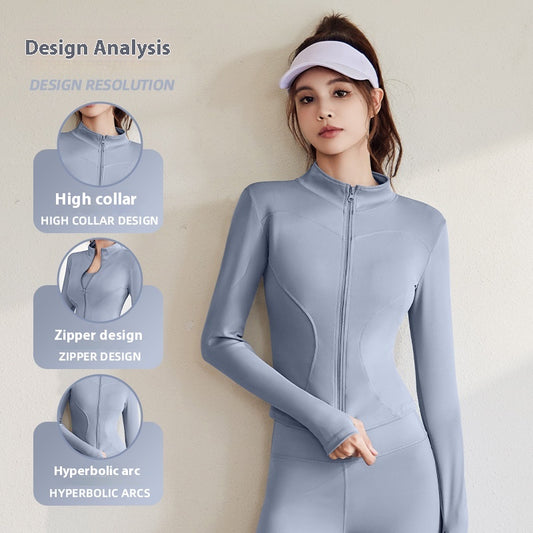 Chaqueta Deportiva Mujer Manga Larga Ajustada para Running, Fitness y Yoga