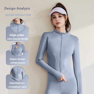 Chaqueta Deportiva Mujer Manga Larga Ajustada para Running, Fitness y Yoga
