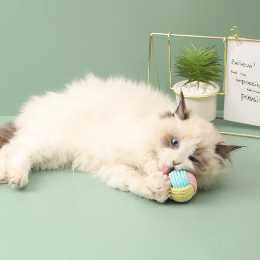 Juguete Interactivo de Pelota de Algodón para Gatos - Entretenimiento y Limpieza Dental - Image 2