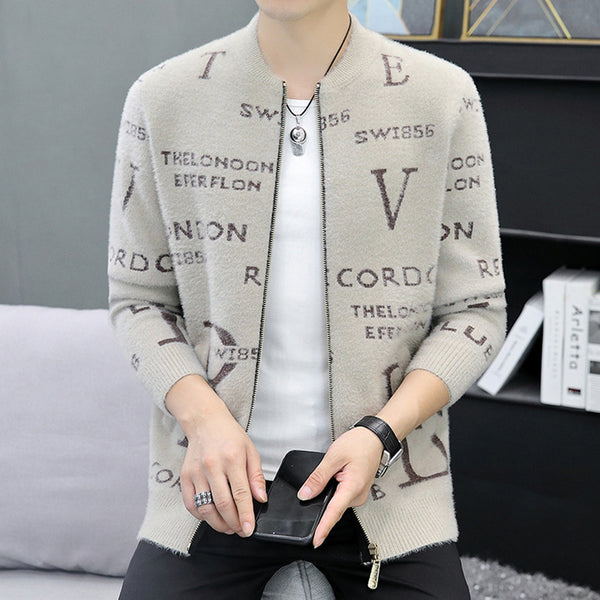 Cardigan de Punto Casual para Hombre en Terciopelo Visón Trendy