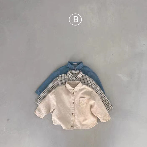 Cardigan Camisa Infantil Tipo Workwear con Bolsillo y Solapa