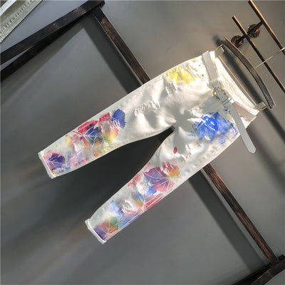Pantalones Vaqueros Rectos con Estampado Floral y Stretch - Image 10
