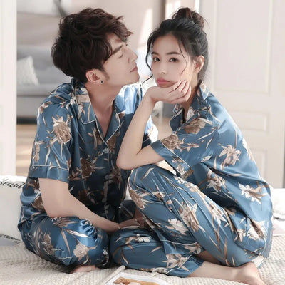 Pijamas de Seda para Parejas - Manga Larga Fresca y Cómoda - Image 32