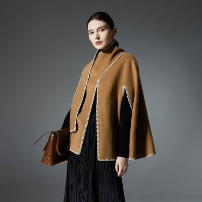 Capa Chal Mujer con Costura Camel - Elegancia Versátil - Image 4