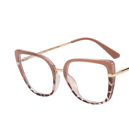 Blue and brown patterned butterfly frame anti-blue light glasses with gold-tone temples and blue temple tips. - Image 17