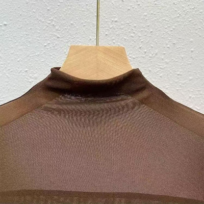 Blusa Base Cuello Semialto con Encaje Colores Sólidos - Image 10