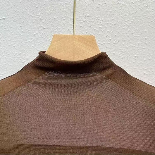 Blusa Base Cuello Semialto con Encaje Colores Sólidos - Image 10