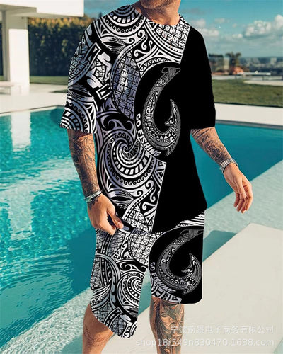 Conjunto Masculino Coreano con Estampado 3D - Traje Casual de Dos Piezas - Image 9