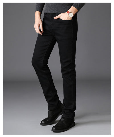 Pantalones Vaqueros Negros Slim Fit Elásticos para Hombre - Estilo Coreano Moderno - Image 10
