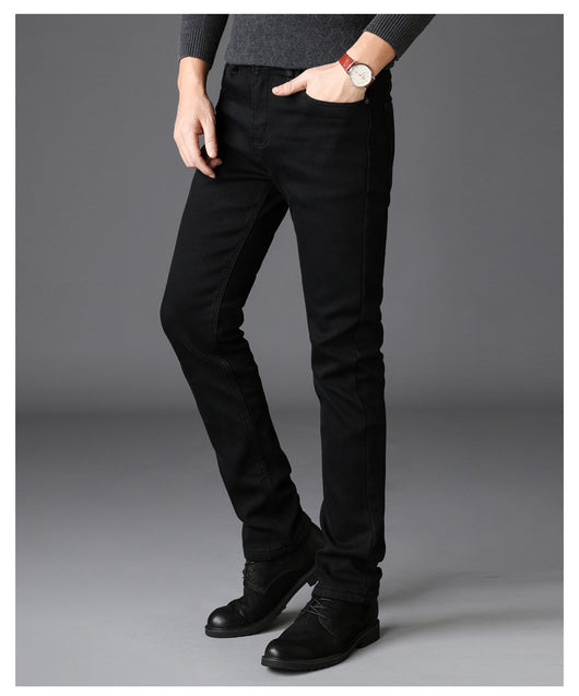 Pantalones Vaqueros Negros Slim Fit Elásticos para Hombre - Estilo Coreano Moderno - Image 10