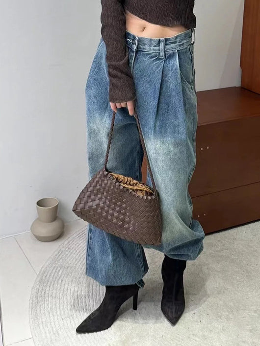 Bolso Tejido de Cuero Auténtico para Mujer - Bandolera Minimalista - Image 24