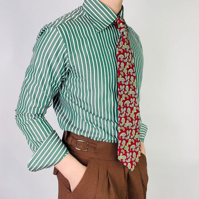 Camisa Manga Larga a Rayas Verde para Hombre