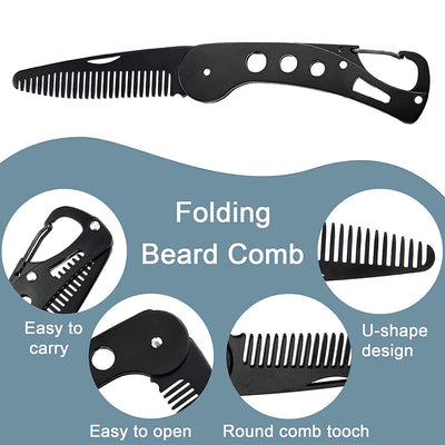 Peine de Barba Acero Inoxidable Plegable 3 en 1 con Abridor de Botellas - Image 11