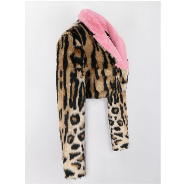 Abrigo de Piel Sintética Estampado Leopardo para Mujer - Otoño e Invierno