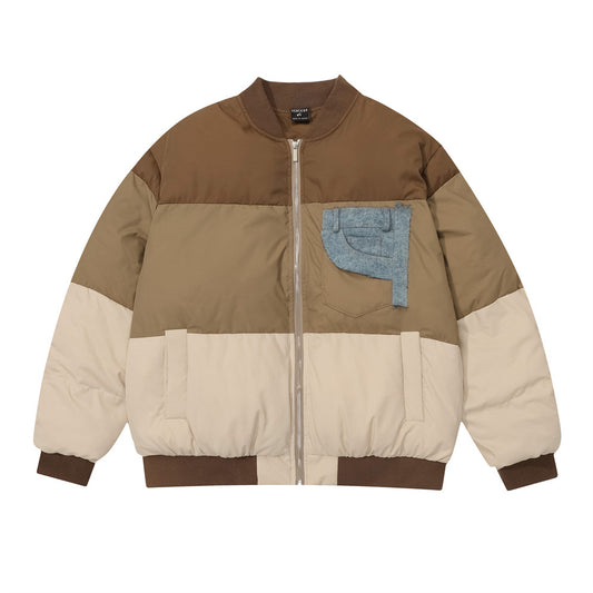 Abrigo Patchwork de Contraste de Colores para Hombre