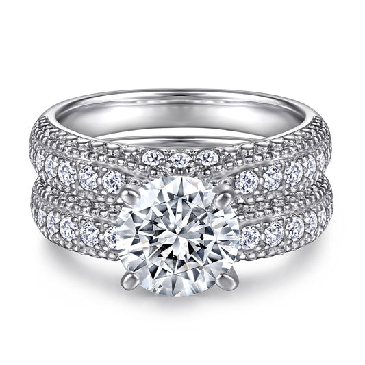 Anillo de Plata Esterlina para Pareja con Circón Brillante