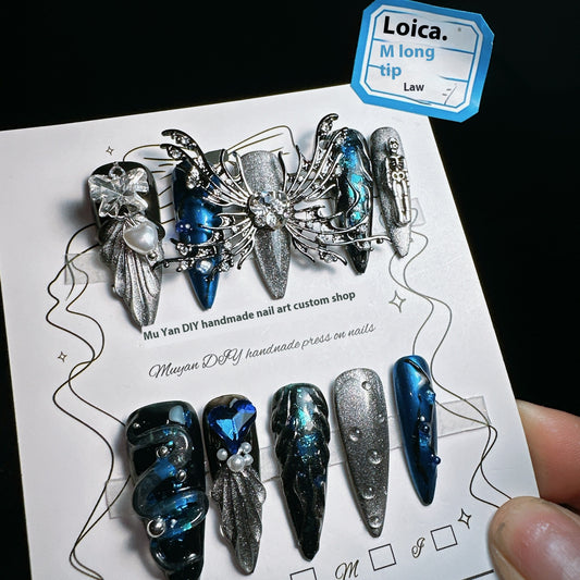 Uñas de Lujo 3D Loica Estilo Dark Hot Girl con Cristales Brillantes - Image 2