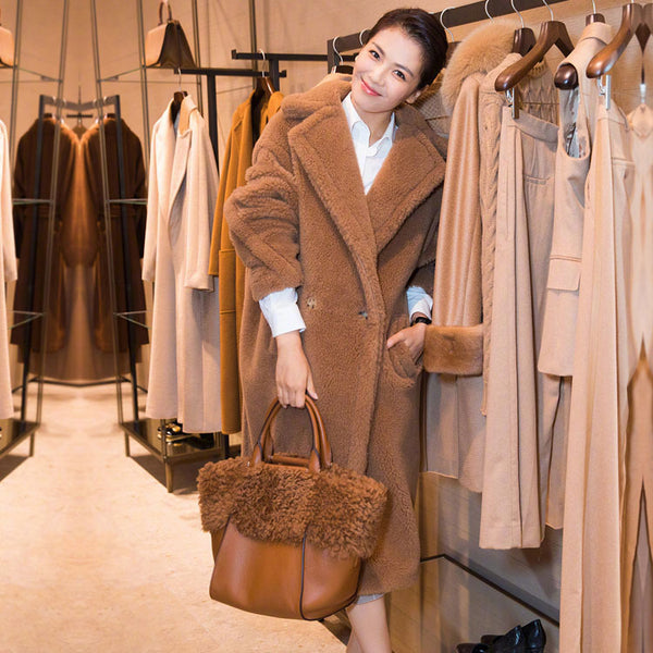 Abrigo Largo de Lana Esponjosa para Mujer - Elegancia Invernal