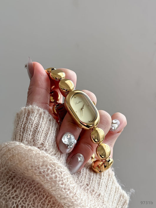 Reloj Pulsera Dorado Elegante Oval para Mujer - Image 15