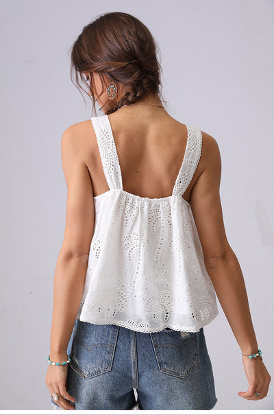 Blusa Camisola de Encaje Bordado Estilo Francés Suelta - Image 16