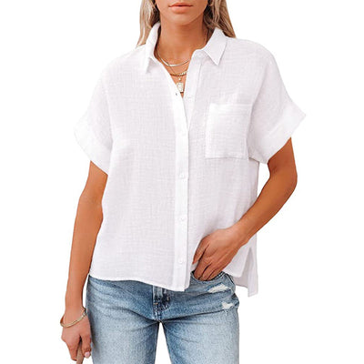 Camisas de Algodón y Lino para Mujer - Manga Corta Casual Verano - Image 6