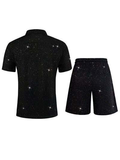 Conjunto de Camisa Brillante y Pantalón Corto para Hombre - Image 21