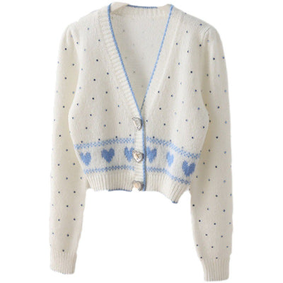 Cardigan Corto de Lana con Botones Diamante y Cuello en V - Image 5
