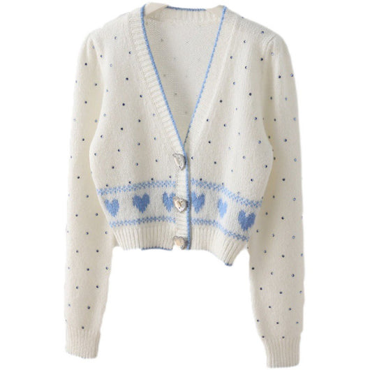Cardigan Corto de Lana con Botones Diamante y Cuello en V - Image 5