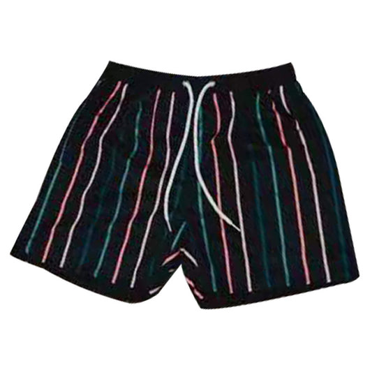 Shorts de Playa Estampado Digital a Rayas Secado Rápido Malla Holgada - Image 6