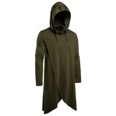 Sudadera Hoodie Slim Fit Irregular de Largo Medio en Colores Sólidos para Hombre - Image 22