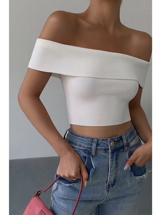 Top Tejido Asimétrico Cropped para Mujer - Image 5