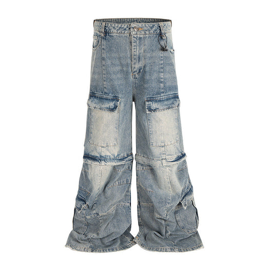 Overol Denim Vintage Desgastado con Bolsillos Múltiples y Doble Uso - Image 20