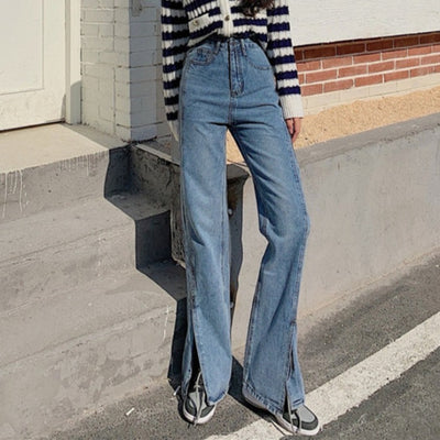 Jeans de Cintura Alta Estilo Coreano con Pierna Ancha - Image 10