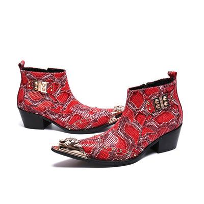 Botas Cortas de Cuero con Estampado Serpiente - Estilo British Masculino - Image 13