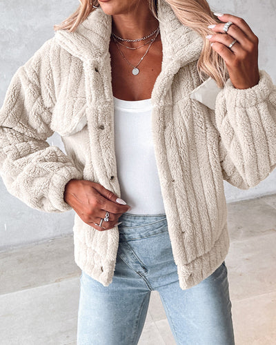 Cardigan Corto de Terciopelo con Rayas Hundidas y Solapa - Image 18