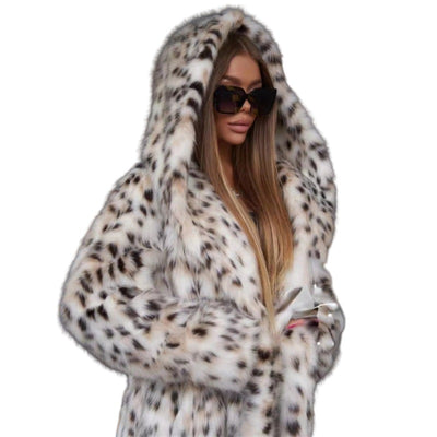 Abrigo Trench Leopardo con Capucha en Terciopelo de Visón - Cálido y Elegante - Image 5