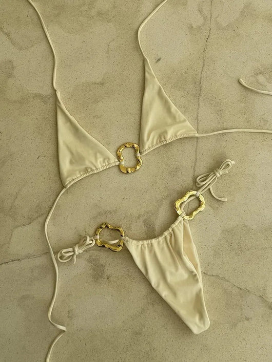 Bikini Halter con Encaje y Cordones Ajustables Cintura Baja - Image 10