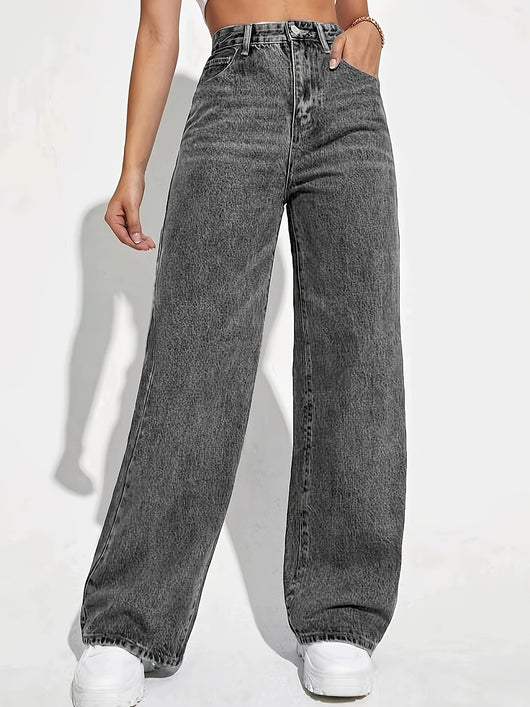 Jeans Sueltos Desteñidos Estilo Retro Casual Versátil - Image 23