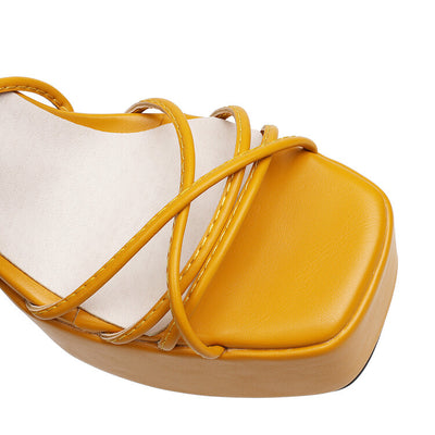 Zapatos Plataforma Cuadrada con Tiras Cruzadas y Tacón Robusto - Image 8
