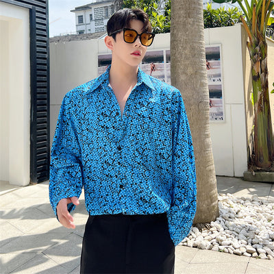 Camisa Casual de Manga Larga con Estampado Degradado Vibrante para Hombre - Image 10