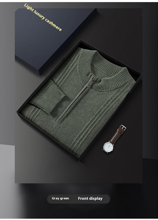 Suéter Ejecutivo de Lana con Cierre y Cuello Alto para Hombre - Tallas Grandes Otoño Invierno - Image 21