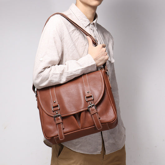 Bolso Bandolera de Cuero Genuino Gran Capacidad para Hombre - Image 3