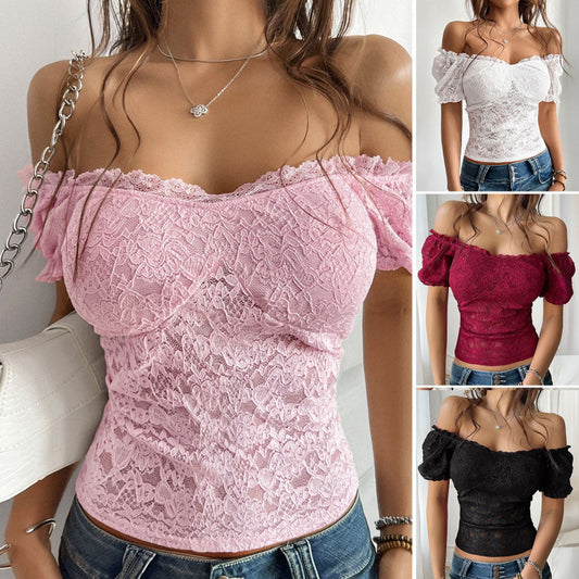 Blusa Encaje Hombros Descubiertos con Recortes Atrevidos