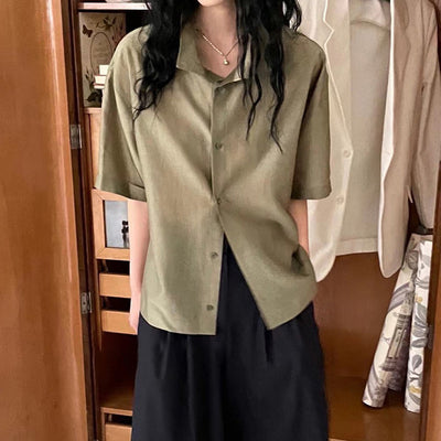 Camisa Retro Clásica de Manga Corta para Mujer - Estilo Ejecutivo - Image 6