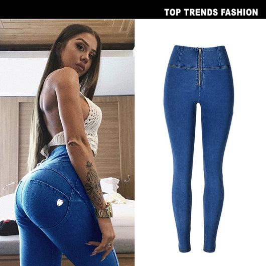 Pantalones de Buzo Denim con Diseño Cadera Melocotón - Image 11